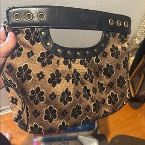 Elegant Black and Brown Floral Women's Bag